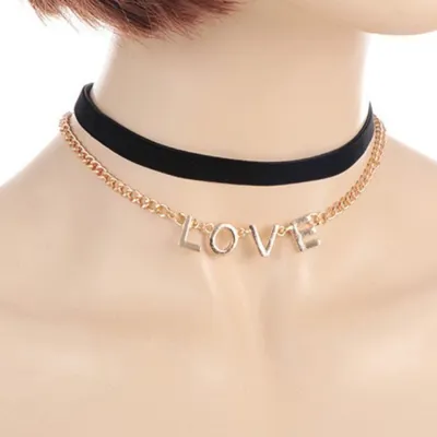 Choker verižica LOVE zlata